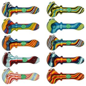 Full Color Spoon Wigwag Glass Hand Pipes (Color: 1)
